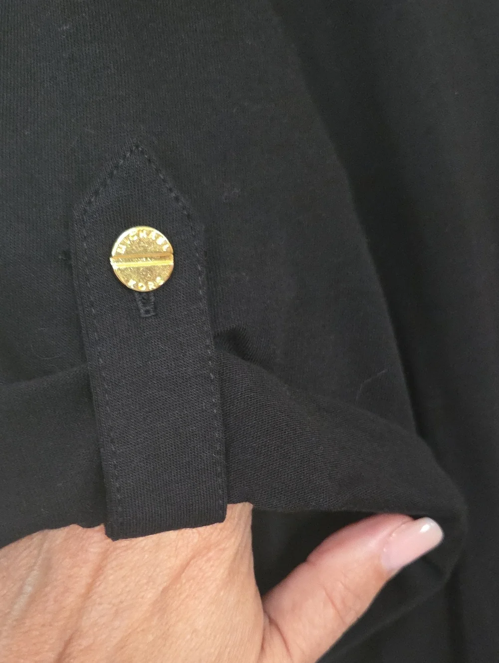 NWT -Michael Kors Black Short-Sleeve Top with Gold Details